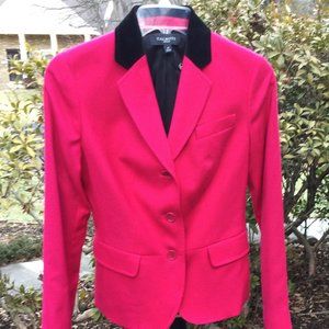 Talbots Velvet Collar 99% Wool Red Jacket